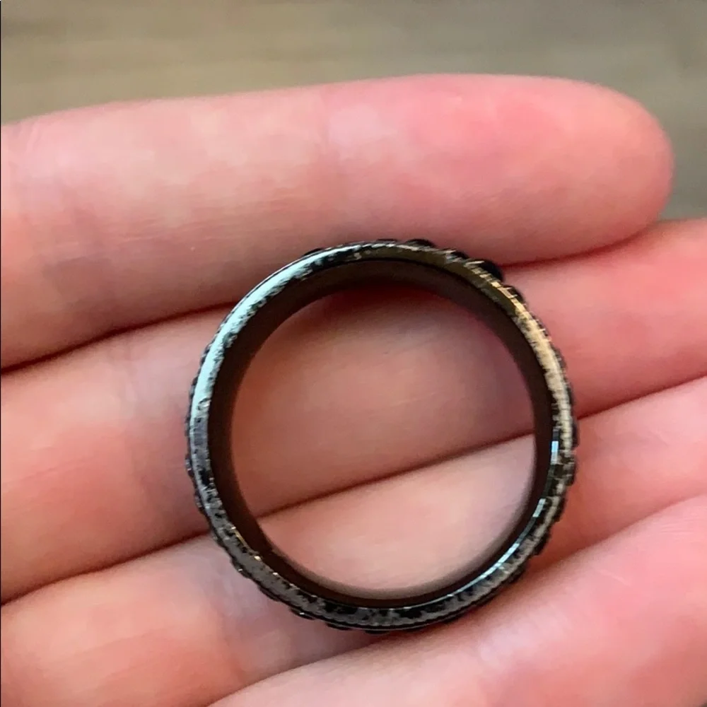 Men’s Black & Silver Chain Link Spinner‎ Ring